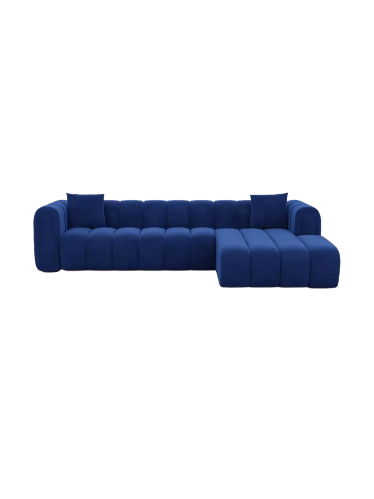 4-Sitzer Design Ecksofa „Zuma“ mit Samtbezug Samtbezug Königsblau BLOOMINGLOFT Collection