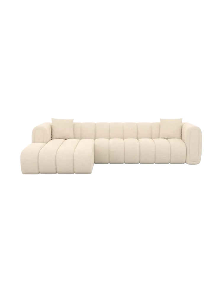 4-Sitzer Design Ecksofa „Zuma“ mit Strukturstoff-Bezug Strukturstoff Beige BLOOMINGLOFT Collection