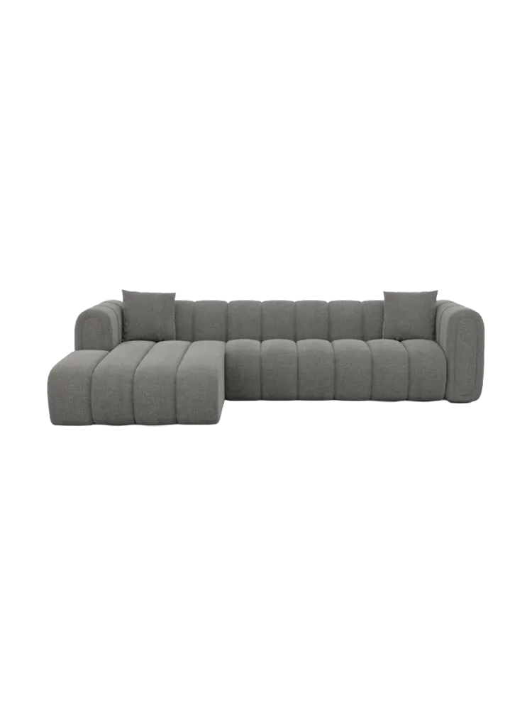4-Sitzer Design Ecksofa „Zuma“ mit Strukturstoff-Bezug Strukturstoff Grau BLOOMINGLOFT Collection