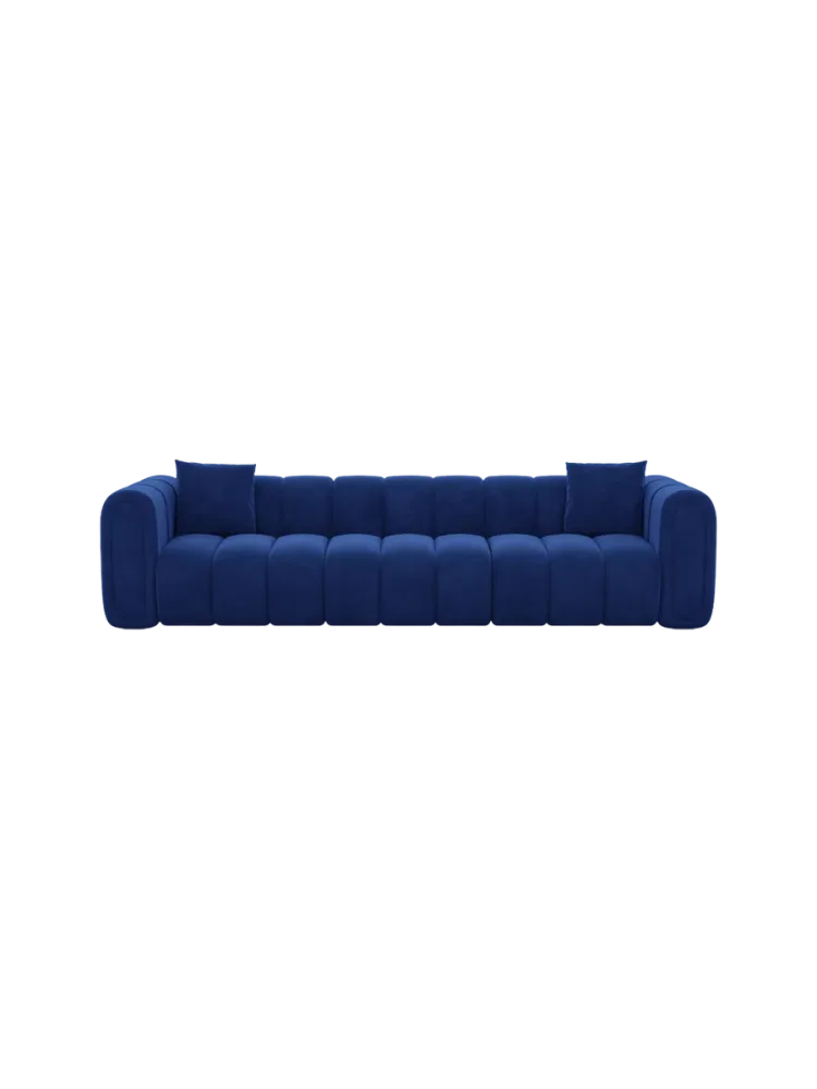 3-Sitzer Design Sofa „Zuma“ mit Samtbezug Samtbezug Königsblau BLOOMINGLOFT Collection