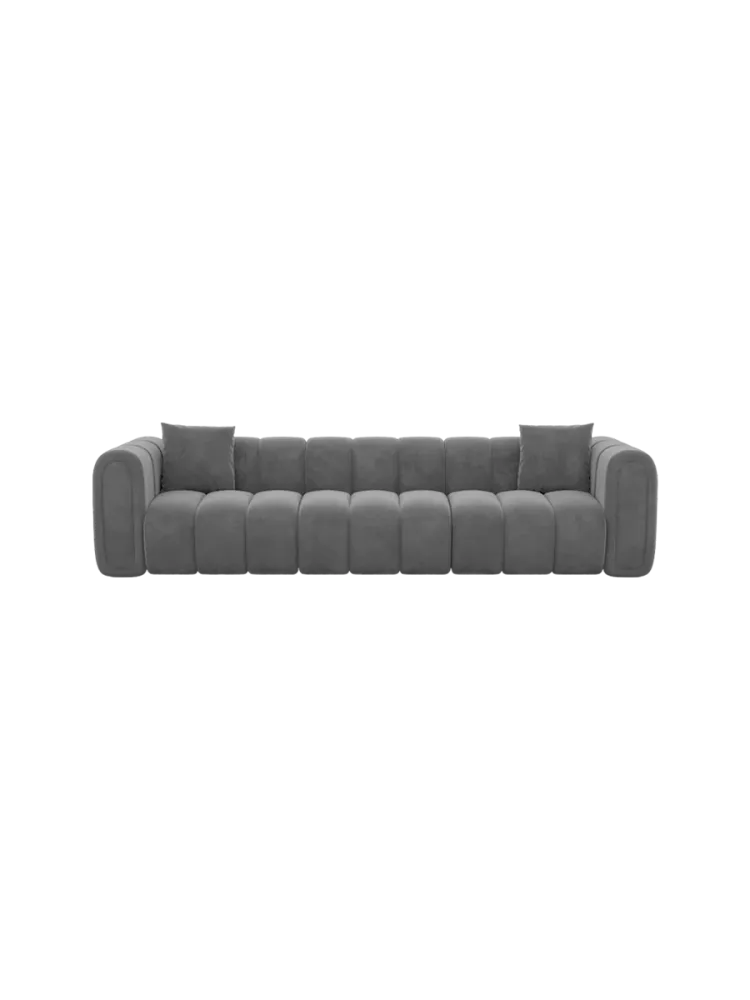 3-Sitzer Design Sofa „Zuma“ mit Samtbezug Samtbezug Dunkelgrau BLOOMINGLOFT Collection