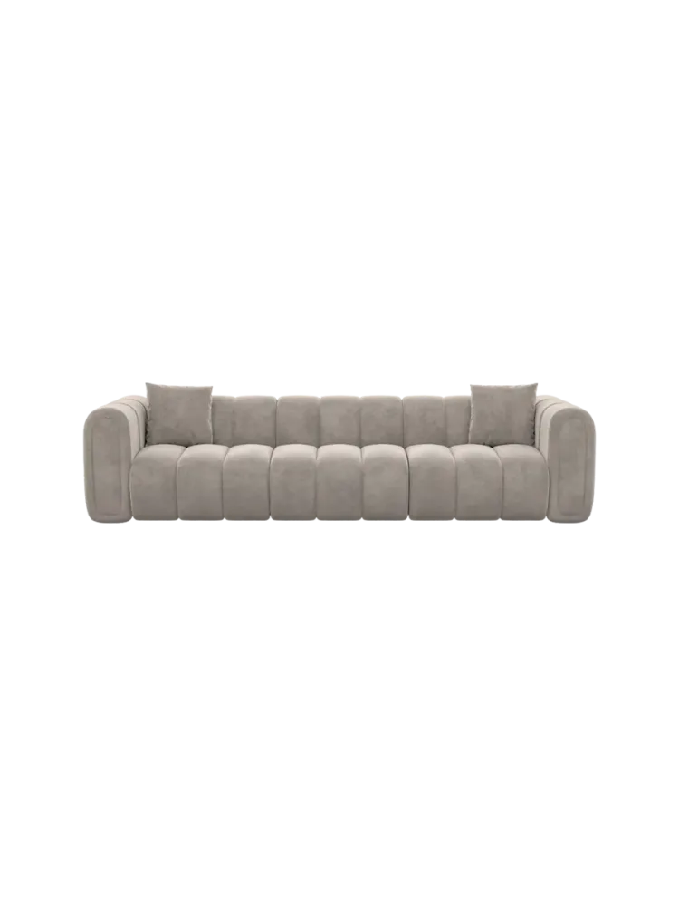 3-Sitzer Design Sofa „Zuma“ mit Samtbezug Samtbezug Sand BLOOMINGLOFT Collection