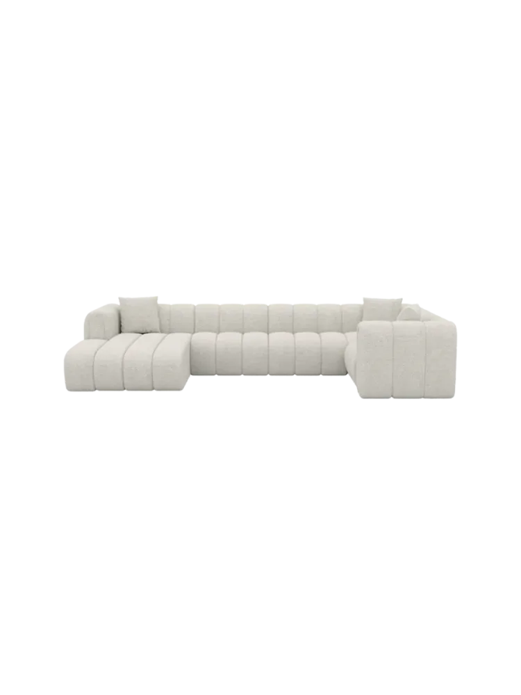 6-Sitzer Design Panorama-Sofa „Zuma“ mit Bouclé-Bezug Bouclé White BLOOMINGLOFT Collection
