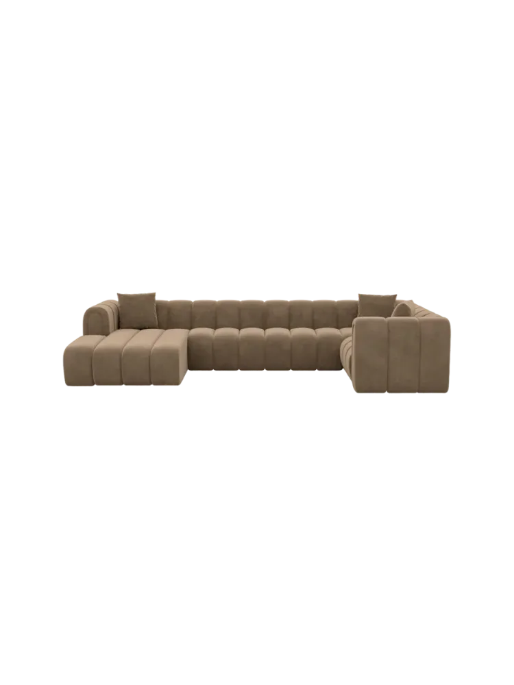 6-Sitzer Design Panorama-Sofa „Zuma“ mit Samtbezug Samtbezug Braun BLOOMINGLOFT Collection
