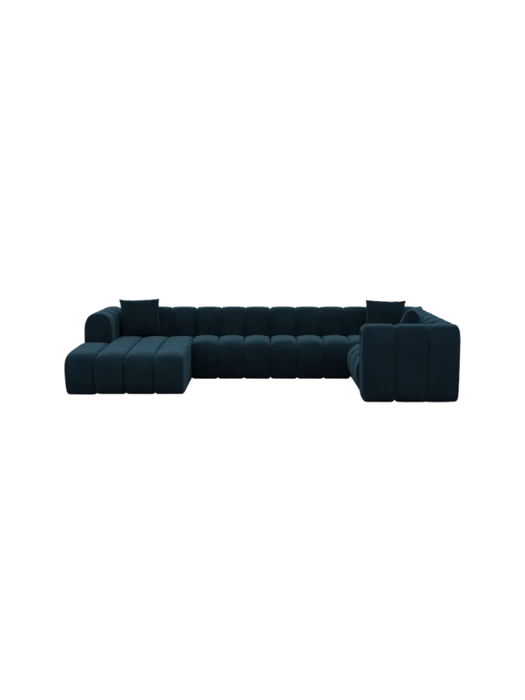 6-Sitzer Design Panorama-Sofa „Zuma“ mit Samtbezug Samtbezug Petrol dunkel BLOOMINGLOFT Collection