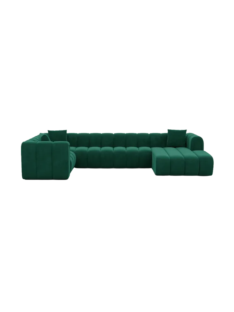 6-Sitzer Design Panorama-Sofa „Zuma“ mit Samtbezug Samtbezug Grün BLOOMINGLOFT Collection