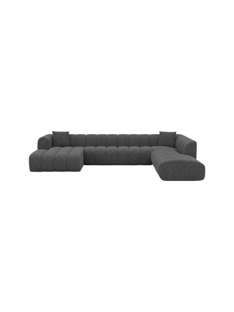 7-Sitzer Design Panorama-Sofa „Zuma Lounge“ mit Bouclé-Bezug Bouclé Graphit BLOOMINGLOFT Collection