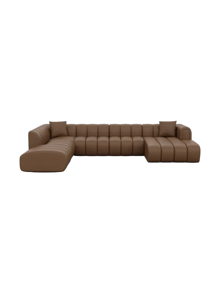 7-Sitzer Design Echtleder Panorama-Sofa „Zuma Lounge“ Echtleder Choco Brown BLOOMINGLOFT Collection
