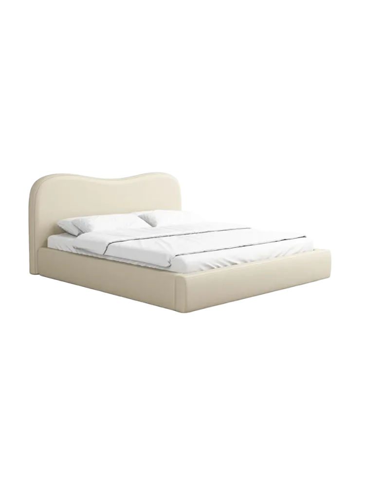 Design Polsterbett „Zoe“ mit Ablagefach, Kunstleder Beige BLOOMINGLOFT Collection