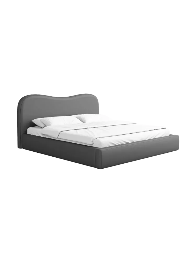 Design Polsterbett „Zoe“ mit Ablagefach, Kunstleder Grau BLOOMINGLOFT Collection