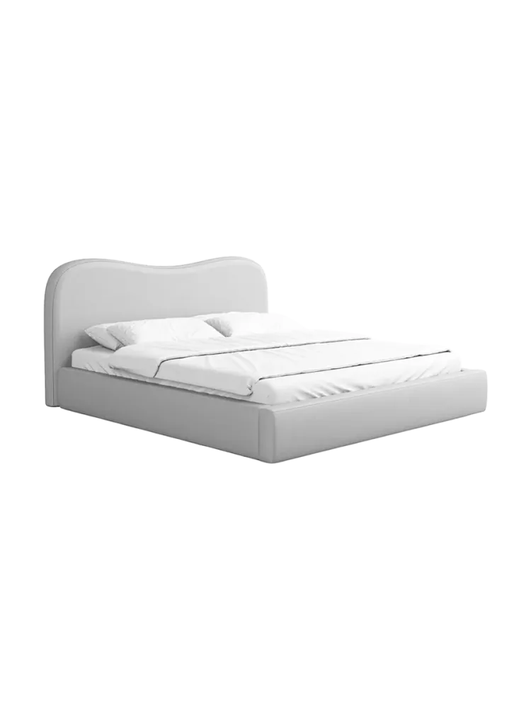 Design Polsterbett „Zoe“ mit Ablagefach, Kunstleder Hellgrau BLOOMINGLOFT Collection