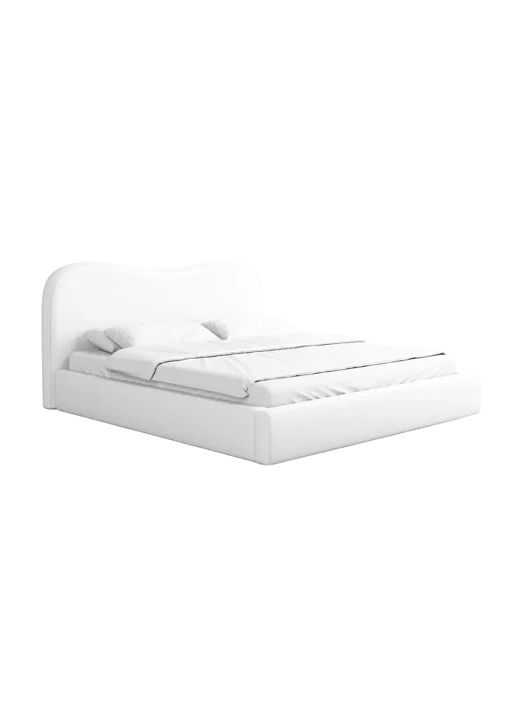 Design Polsterbett „Zoe“ mit Ablagefach, Kunstleder Weiss BLOOMINGLOFT Collection