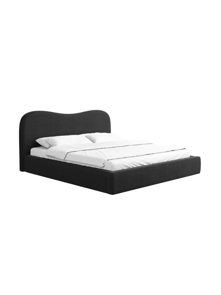 Design Polsterbett „Zoe“ mit Ablagefach, Webstoff Schwarz Strukturstoff Schwarz BLOOMINGLOFT Collection