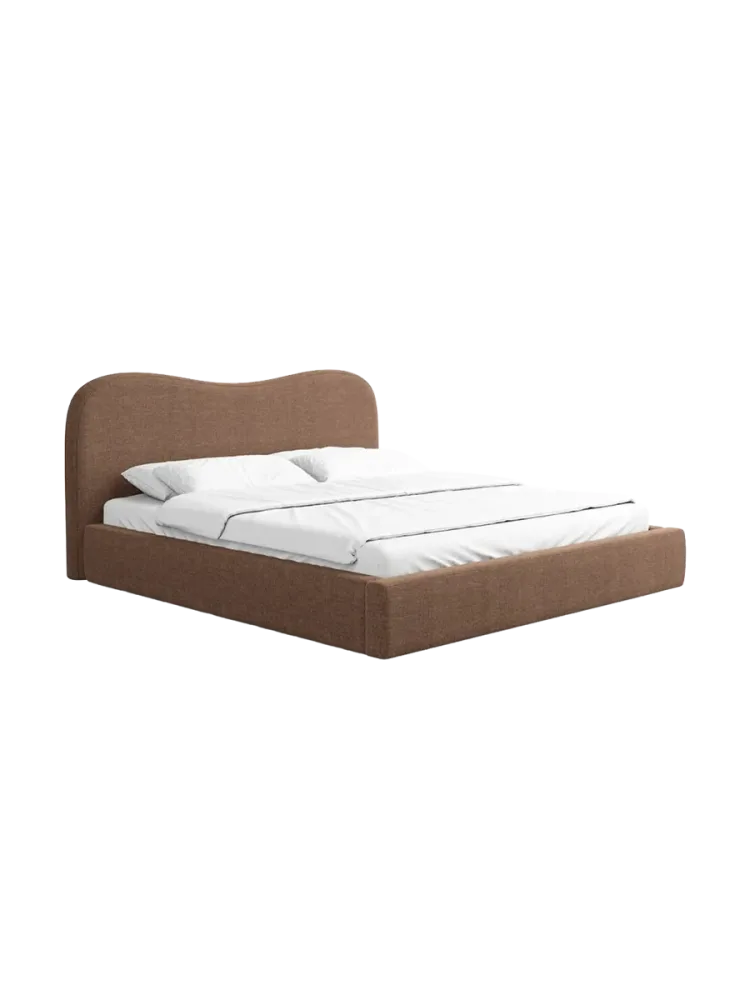 Design Polsterbett „Zoe“ mit Ablagefach, Webstoff Braun Strukturstoff Braun BLOOMINGLOFT Collection