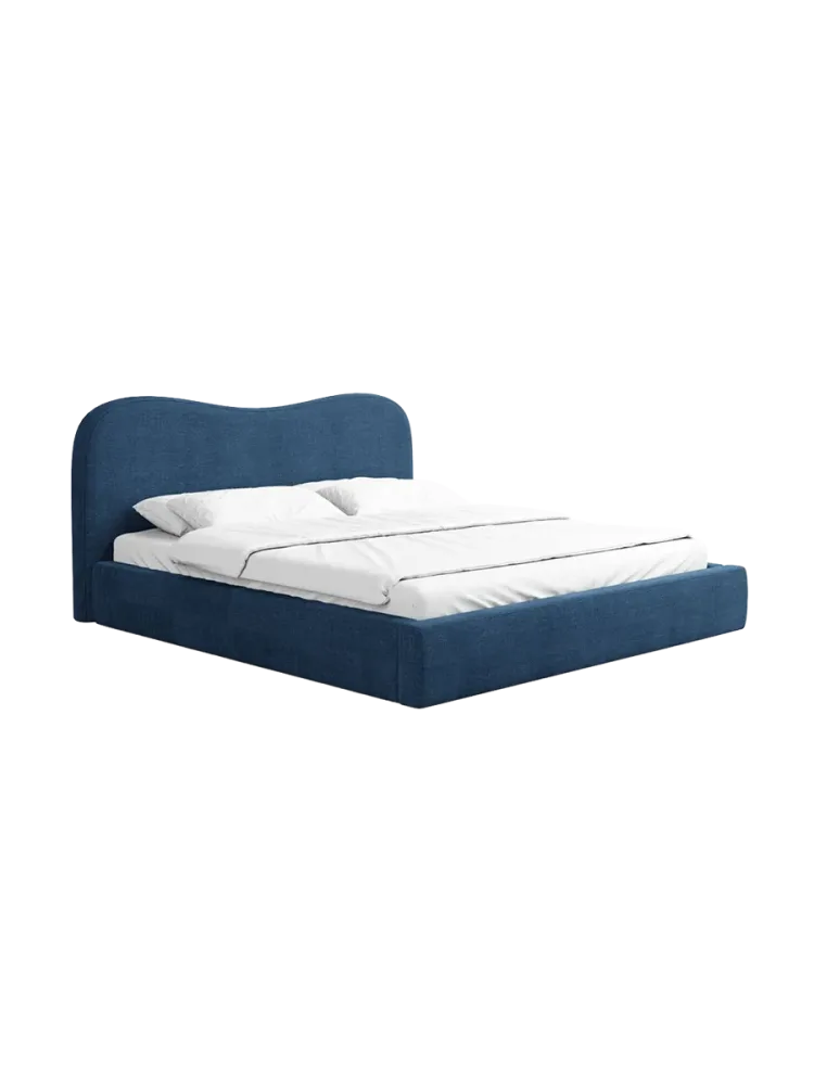 Design Polsterbett „Zoe“ mit Ablagefach, Webstoff Dunkelblau Strukturstoff Dunkelblau BLOOMINGLOFT Collection
