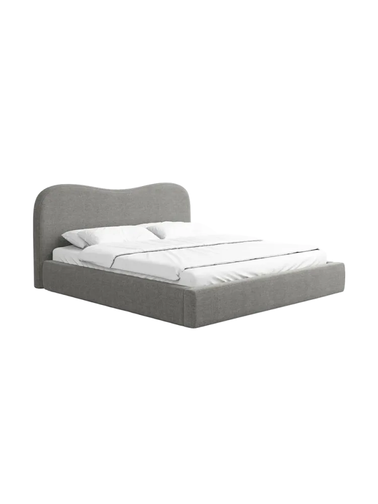 Design Polsterbett „Zoe“ mit Ablagefach, Webstoff Grau Strukturstoff Grau BLOOMINGLOFT Collection