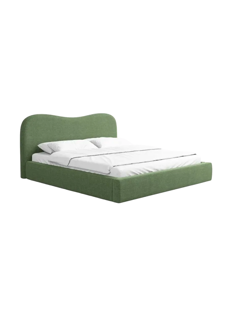 Design Polsterbett „Zoe“ mit Ablagefach, Webstoff Grün Strukturstoff Grün BLOOMINGLOFT Collection
