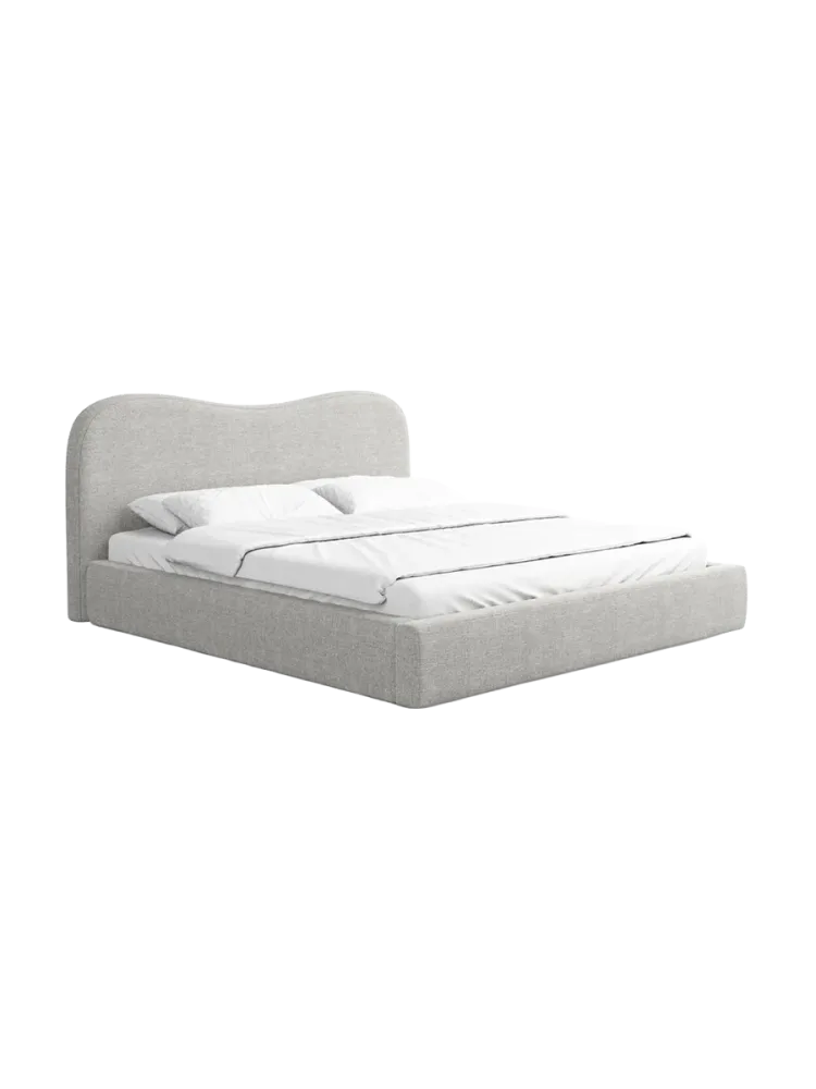 Design Polsterbett „Zoe“ mit Ablagefach, Webstoff Hellgrau Strukturstoff Hellgrau BLOOMINGLOFT Collection