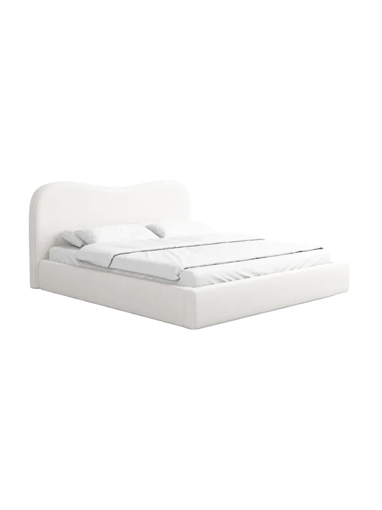 Design Polsterbett „Zoe“ mit Ablagefach, Webstoff Weiss Strukturstoff Weiss BLOOMINGLOFT Collection