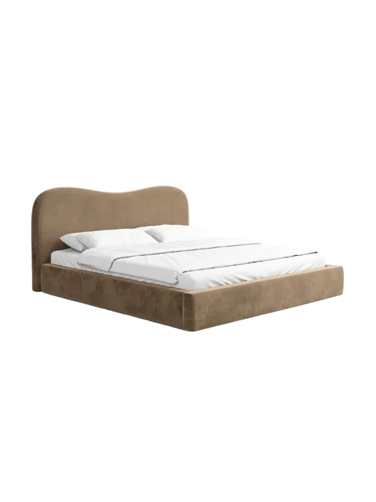 Design Polsterbett „Zoe“ mit Ablagefach, Samt Braun BLOOMINGLOFT Collection