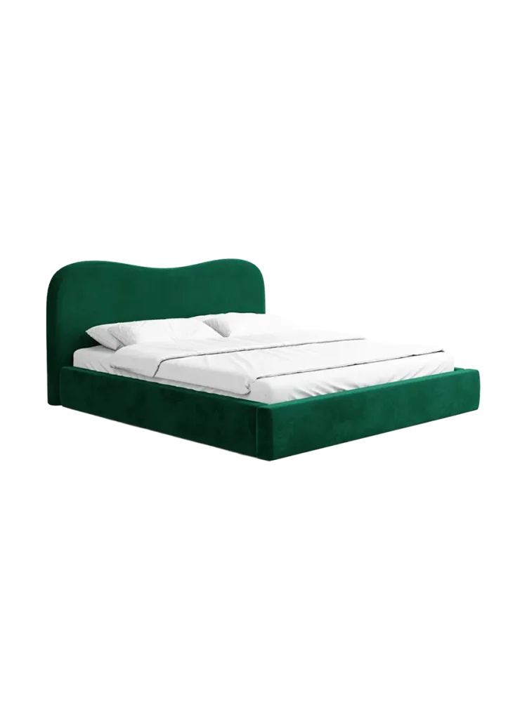 Design Polsterbett „Zoe“ mit Ablagefach, Samt Grün BLOOMINGLOFT Collection