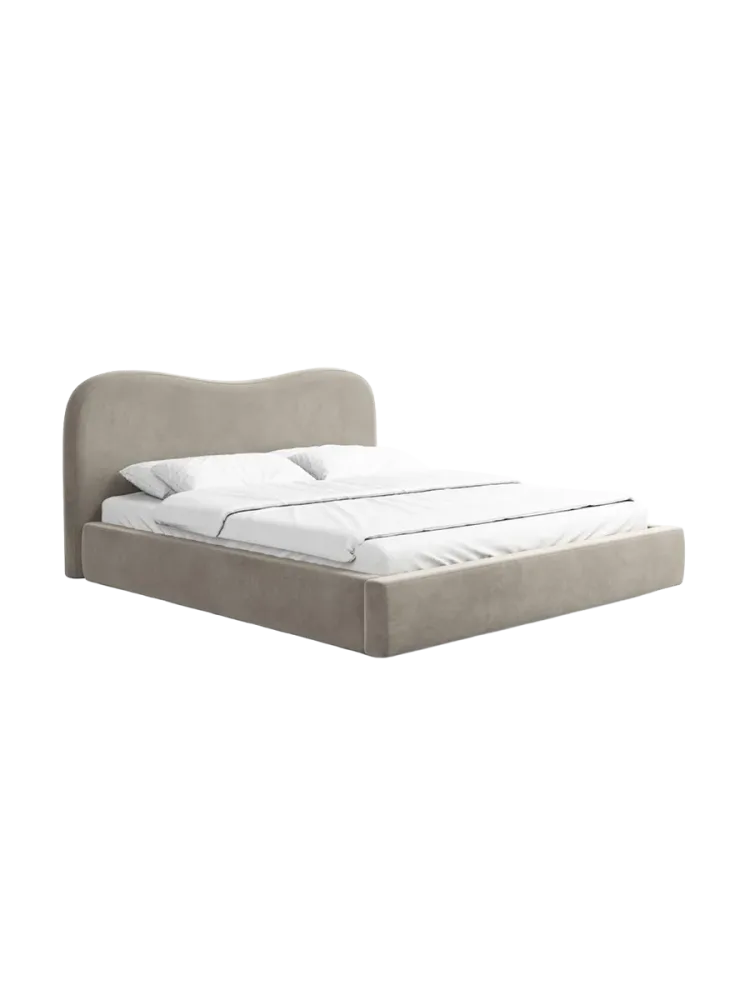 Design Polsterbett „Zoe“ mit Ablagefach, Samt Beige dunkel BLOOMINGLOFT Collection