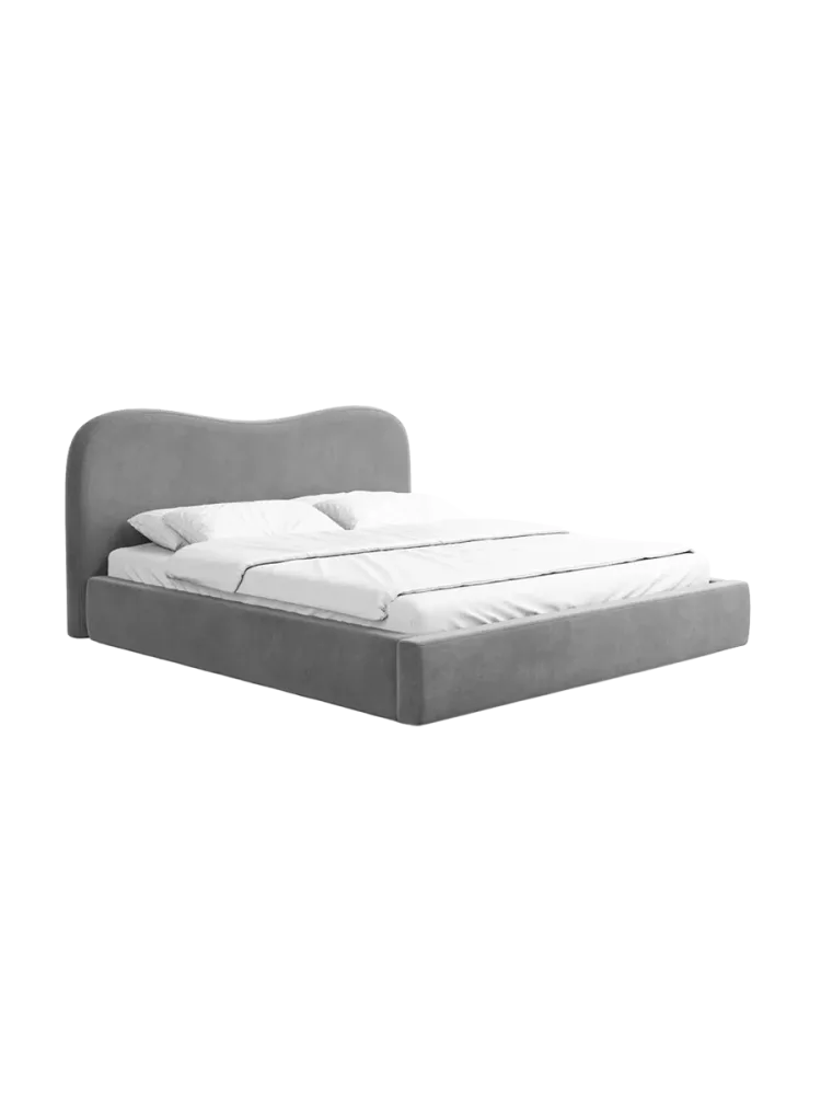 Design Polsterbett „Zoe“ mit Ablagefach, Samt Grau BLOOMINGLOFT Collection