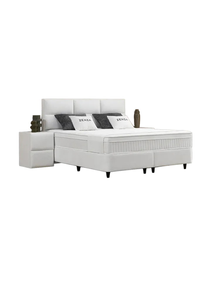 Premium Boxspringbett „Zenza“ inkl. Matratze & Topper Weiss  140 x 200 cm BEDS SUPPLY