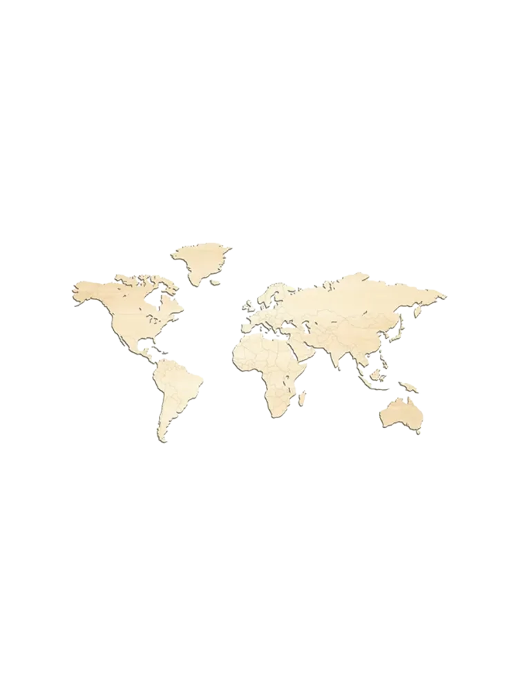 Design Wandobjekt „Wooden World Map“ Natural 150 x 75 cm Wooden Amsterdam
