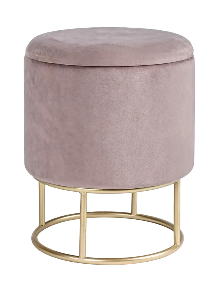 Design Hocker „Polina“ mit Stauraum Samt Lavendel, Gold Bizzotto