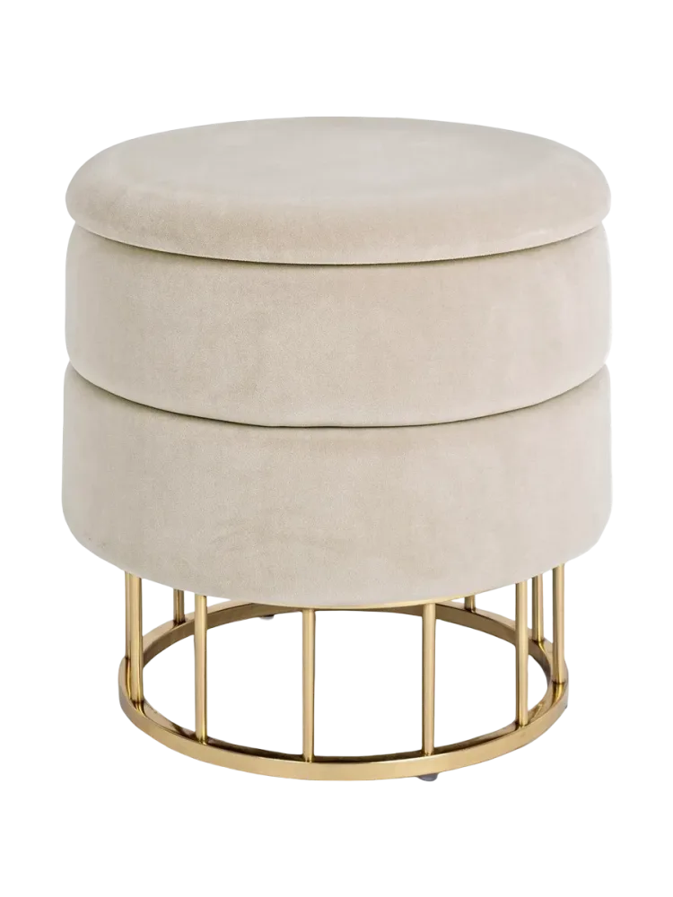 Design Hocker „Deva“ mit Stauraum Samt Beige, Gold Bizzotto