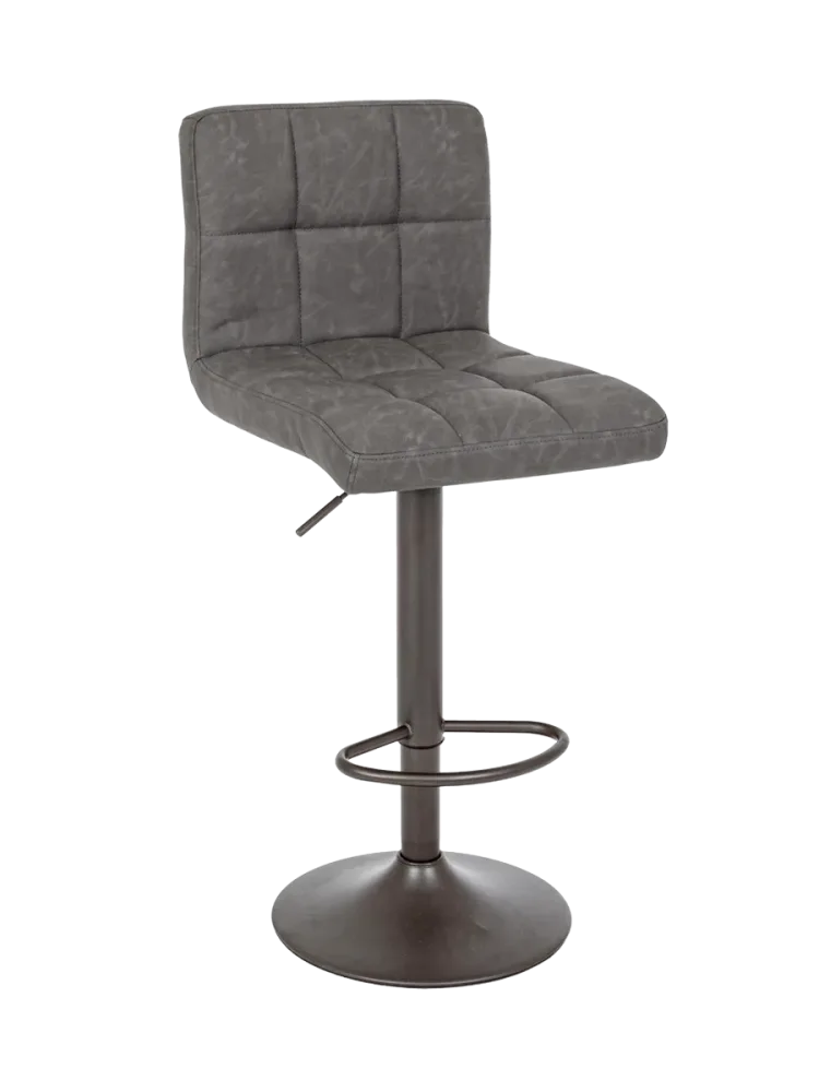 Höhenverstellbarer Barhocker „Greyson“ Leder Dunkelgrau Bloomingloft Budget