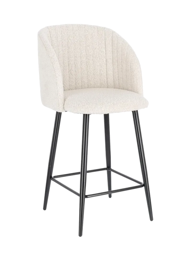 Design Barstuhl „Queen“ Bouclé Elfenbein Bizzotto