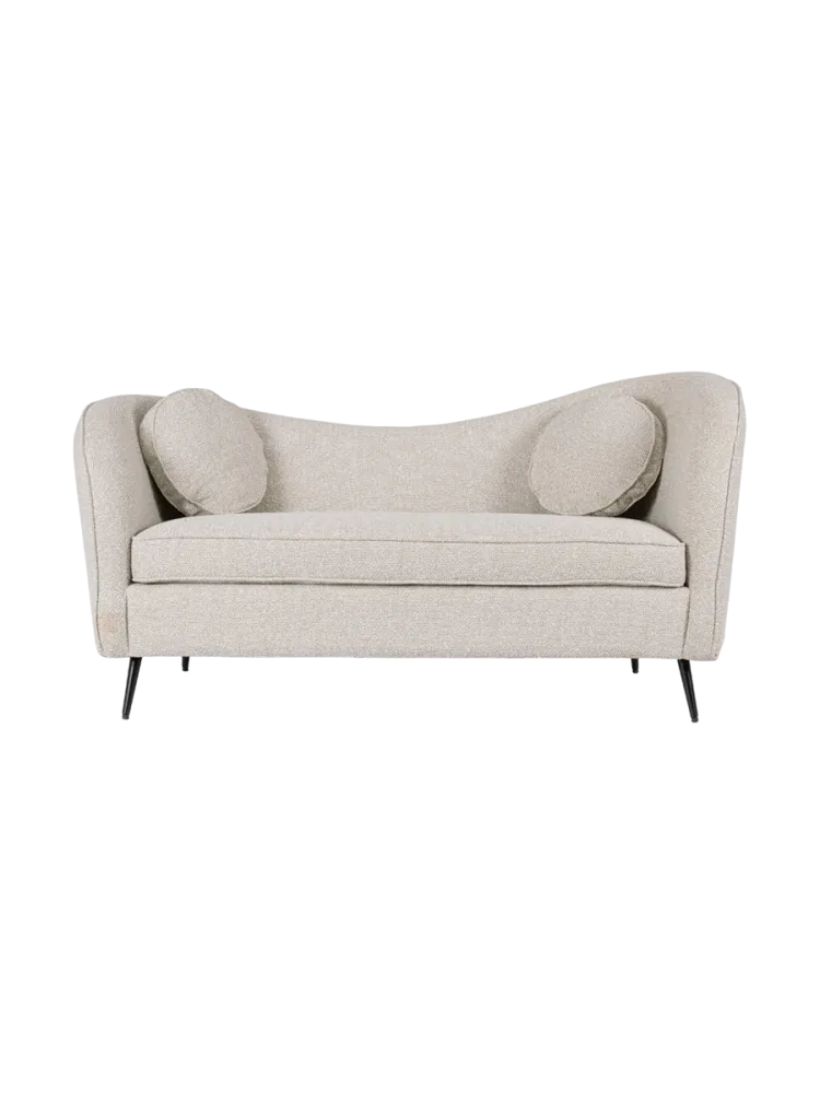 2-Sitzer Design Sofa „Caddis“ Strukturstoff Beige Bizzotto