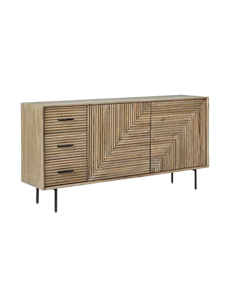 Massives Design Sideboard „Darsey“, 2-türig Mangoholz Natural Bizzotto