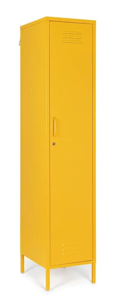 Schmaler Kleiderschrank „Cambridge“ aus Metall Gelb Bizzotto