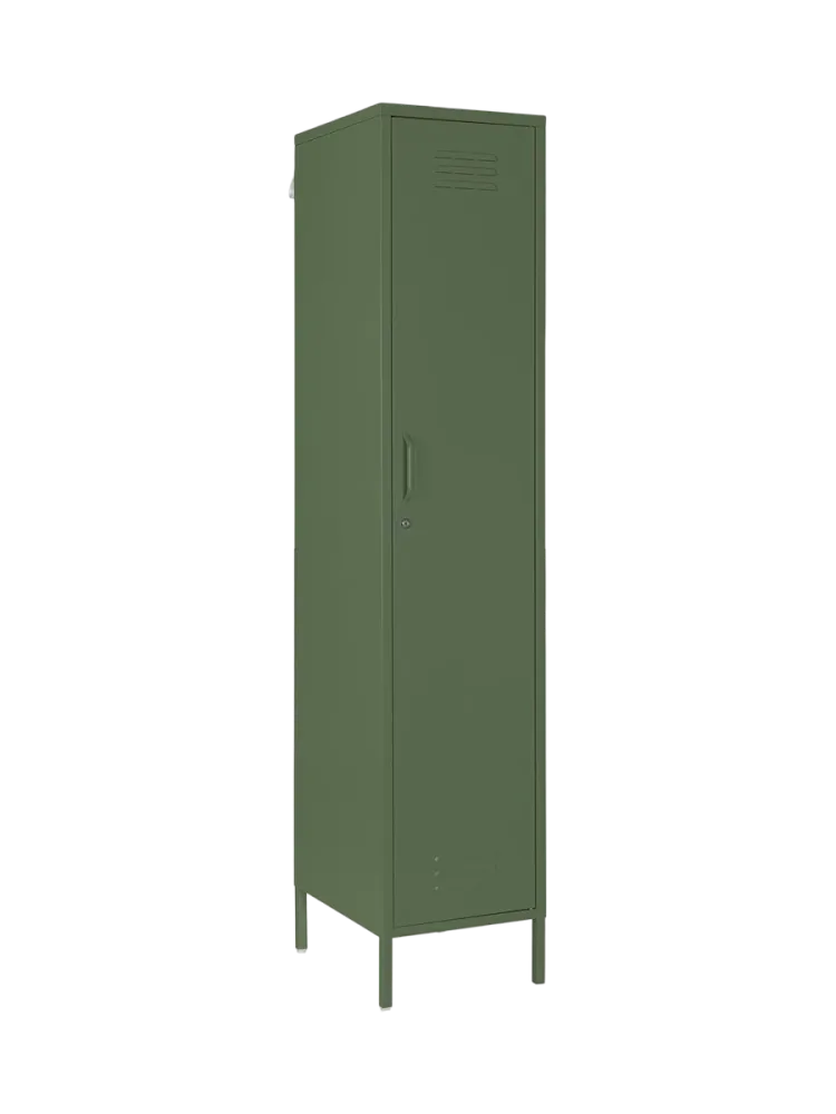 Schmaler Kleiderschrank „Cambridge“ aus Metall Dunkelgrün Bizzotto