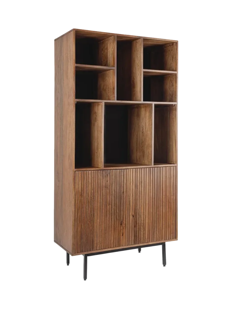 Massives, grosses Design Regal „Tadita“ Mangoholz Natural Bizzotto