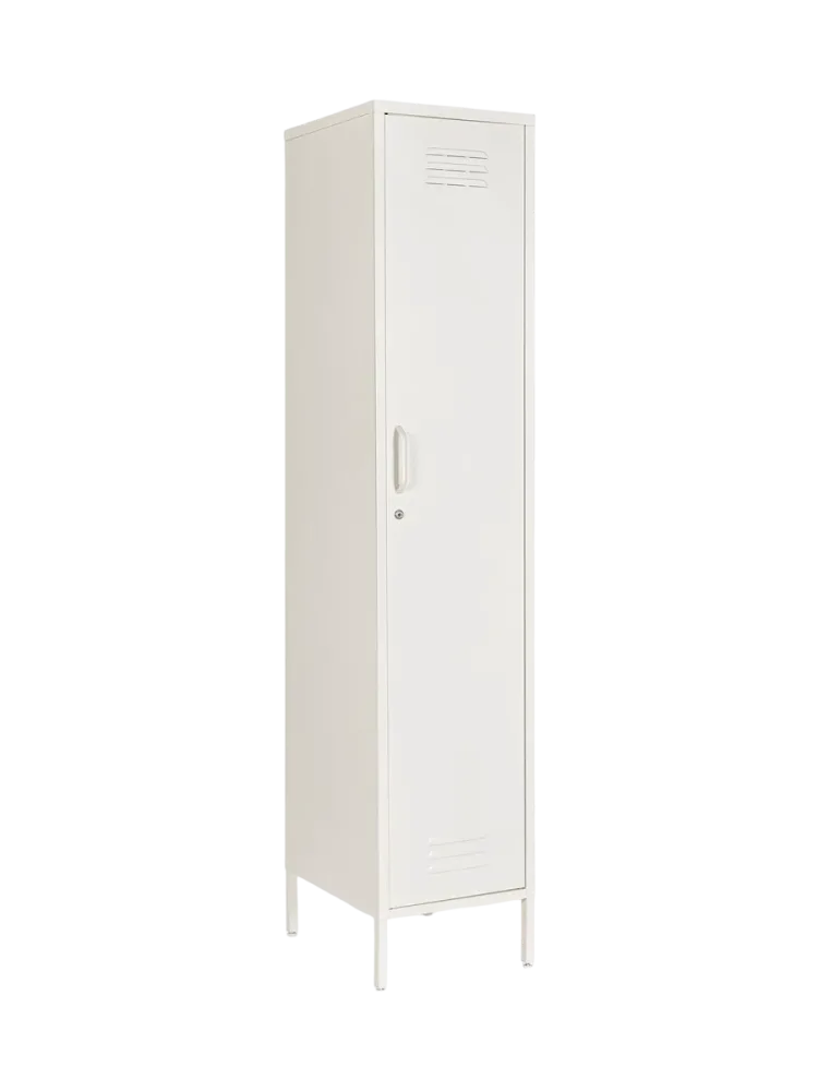Schmaler Kleiderschrank „Cambridge“ aus Metall Creme Bizzotto
