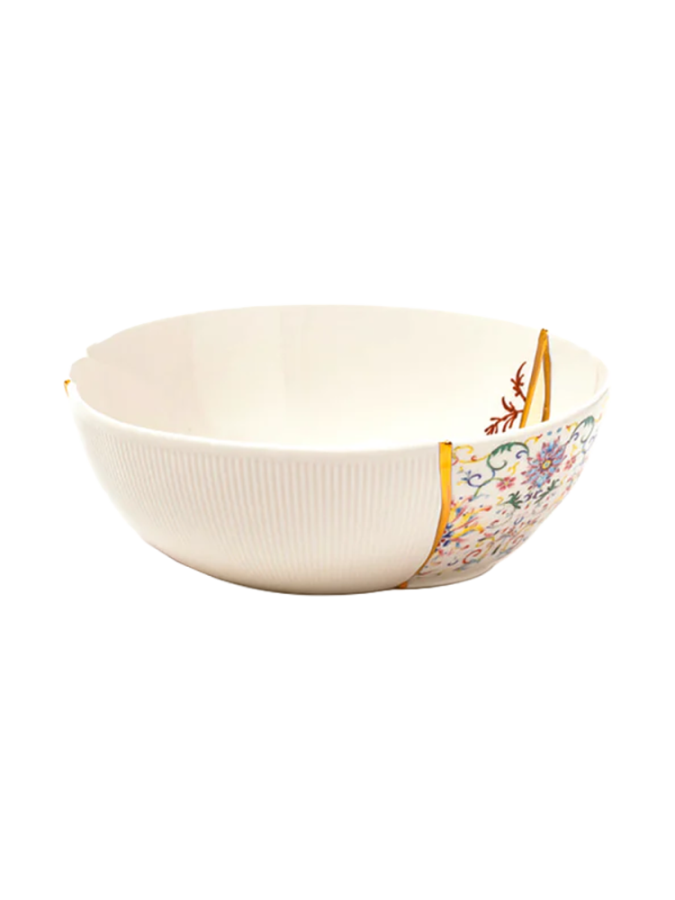Design Schüssel „Kintsugi 01“ aus Porzellan mit Feingold verziert Seletti