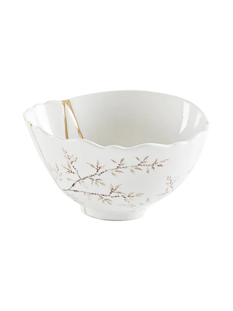 Design Schale „Kintsugi 02“ aus Porzellan mit Feingold verziert Seletti