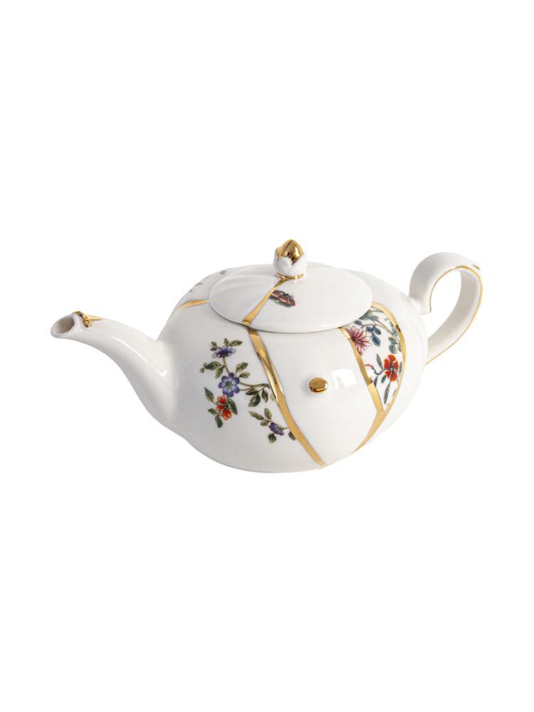 Design Teekanne „Kintsugi“ aus Porzellan mit Feingold verziert Seletti