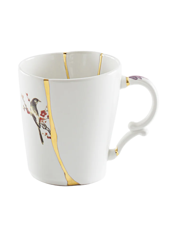 Design Becher „Kintsugi 03“ aus Porzellan mit Feingold verziert Seletti