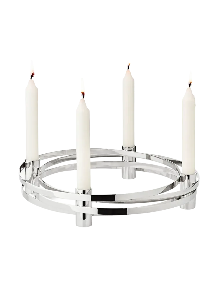 Hochwertiger Design Adventskranz „Alva“ - Edelstahl glänzend vernickelt EDZARD