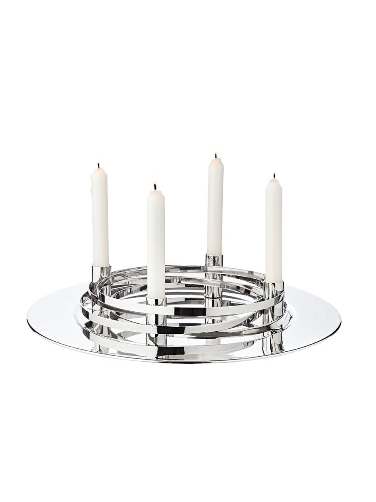 Hochwertiger Design Adventskranz „La Avia“ - Edelstahl glänzend vernickelt EDZARD