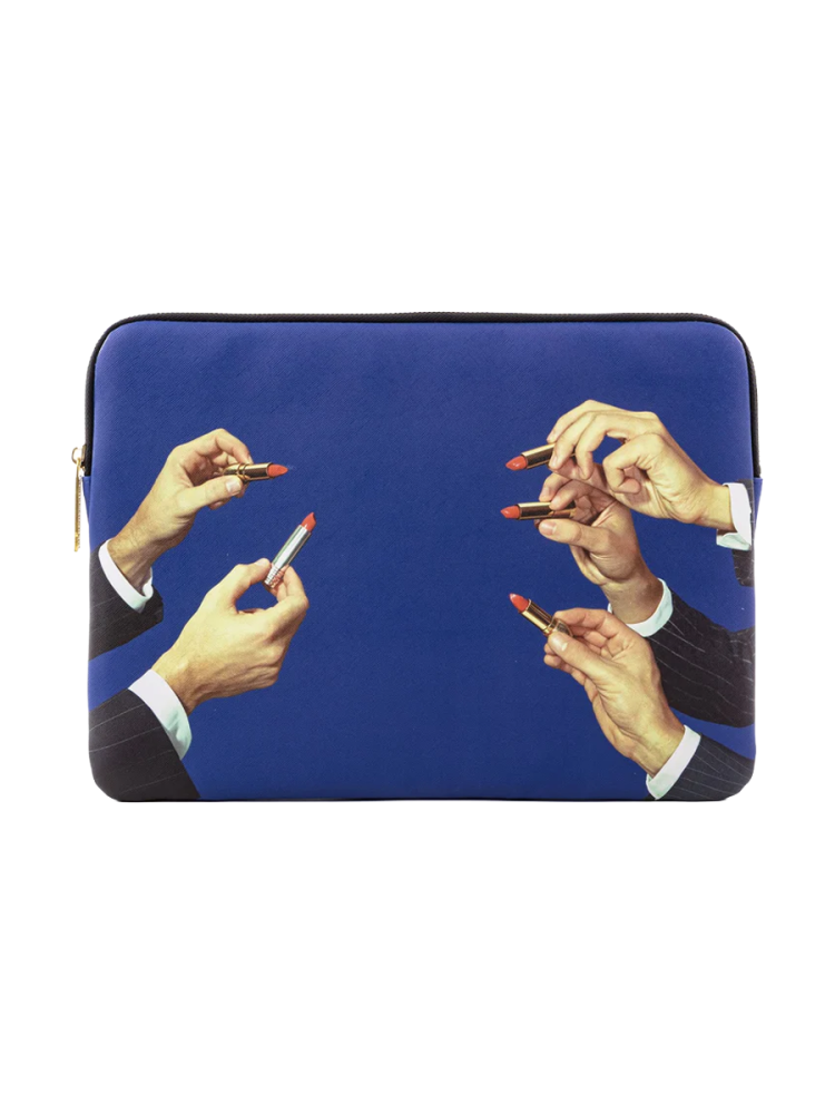 Design Laptop-Hülle „Toiletpaper Lipsticks Blue“ Seletti