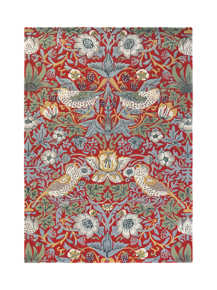 Designer Teppich „Strawberry Thief“ - handgetuftet, aus 100% reiner Schurwolle Morris & Co