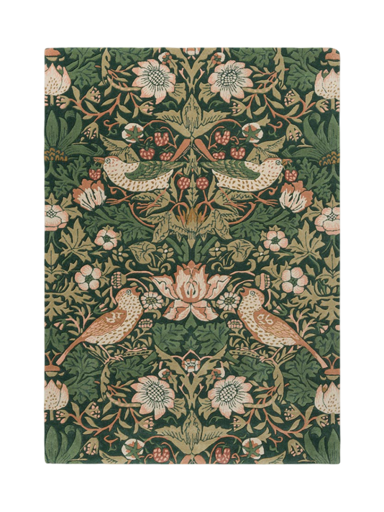 Designer Teppich „Strawberry Thief“ - handgetuftet, aus 100% reiner Schurwolle Morris & Co