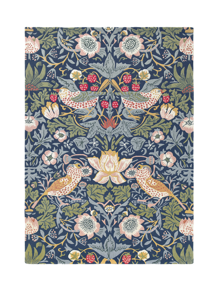 Designer Teppich „Strawberry Thief“ - handgetuftet, aus 100% reiner Schurwolle Morris & Co