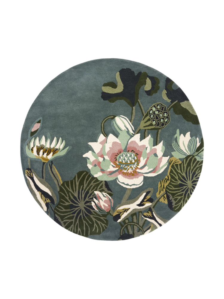 Runder, handgetufteter Designer Wollteppich „Waterlily“, verschiedene Grössen WEDGWOOD